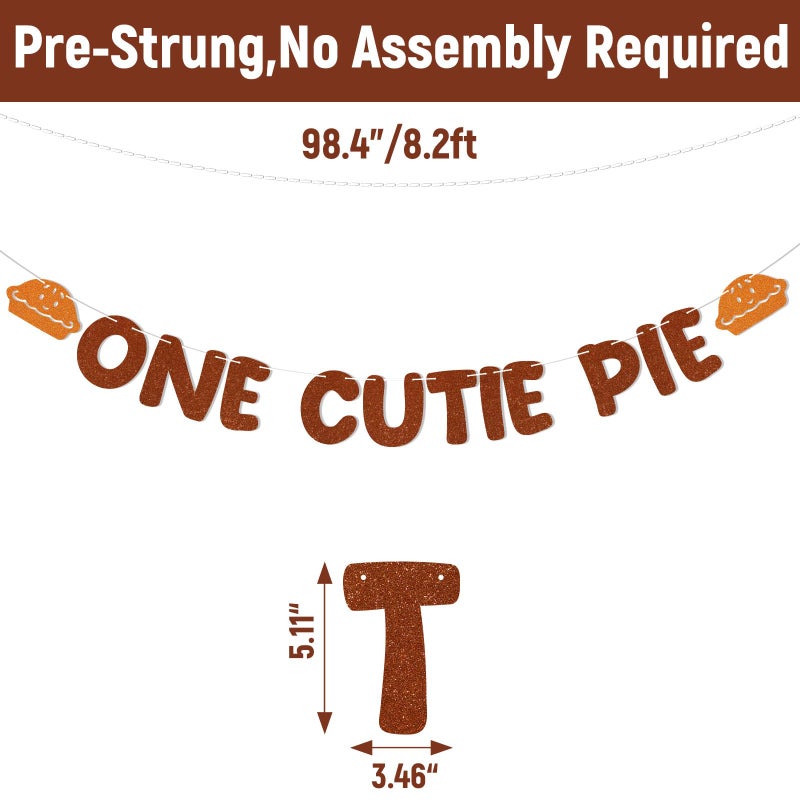 Ramciyo One Cutie Pie Banner - Pumpkin Pie 1st Birthday Party Decorations Fall Thanksgiving 1st Birthday Baby Shower Party Supply - Image 3
